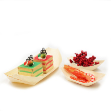 Aperitivo compostable Bandejas para servir Platos Barco de madera Platos de madera Herramientas para sushi